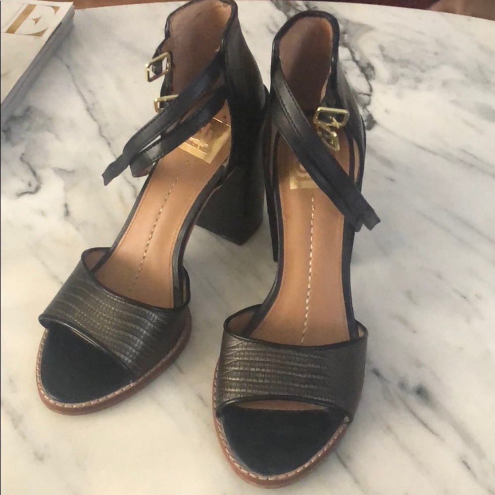 Dolce Vita Black snakeskin high heeled sandals